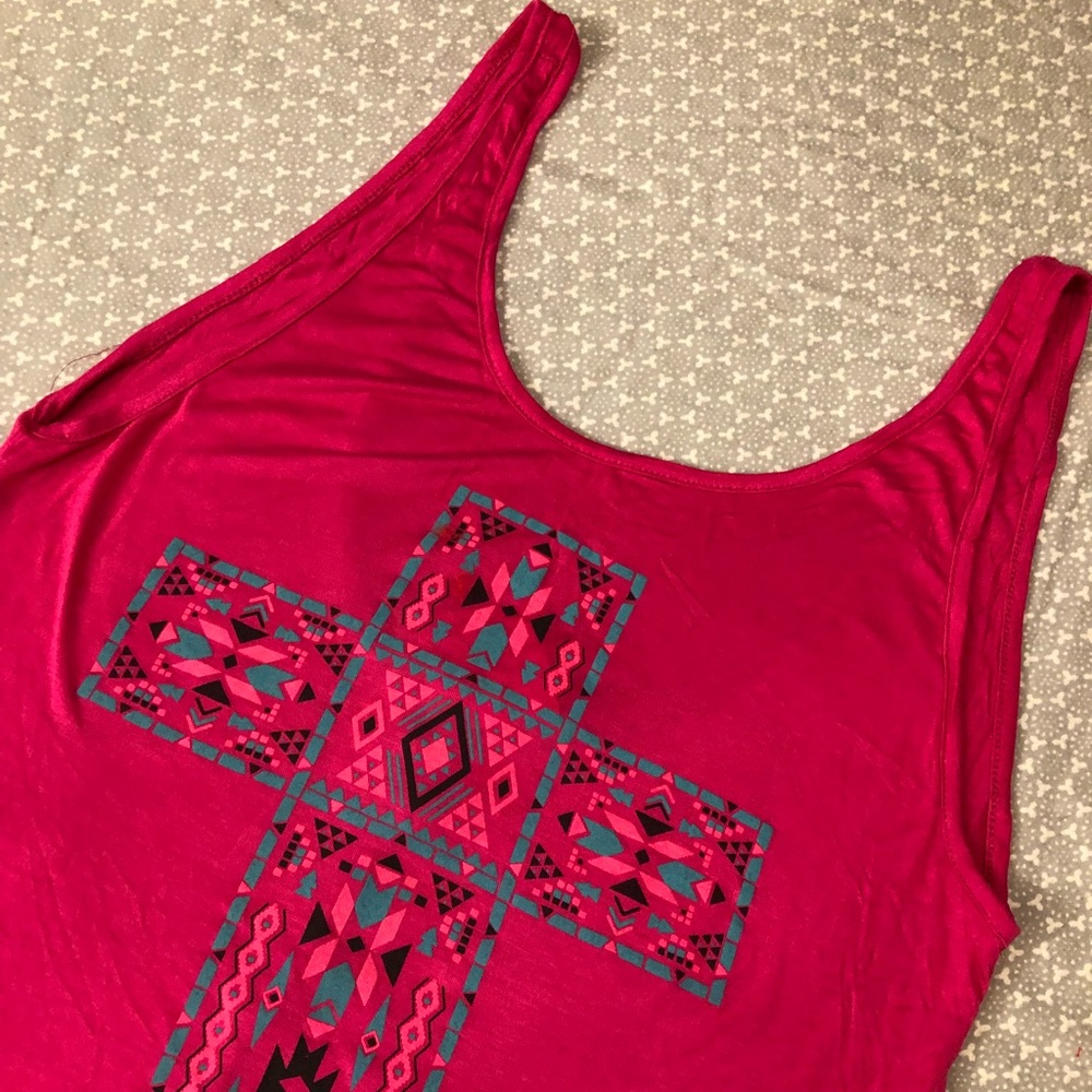 NWT Pink Aztec Cross Graphic Tank
